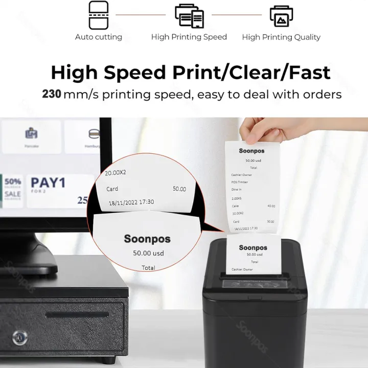 Soonpos 80mm Thermal POS Recei - Commercial Wallpaper Printing ulasan dan harga