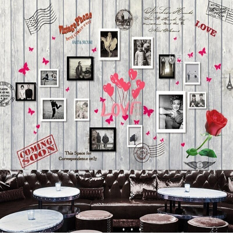 European and American wood gra - Commercial Wallpaper Printing ulasan dan harga