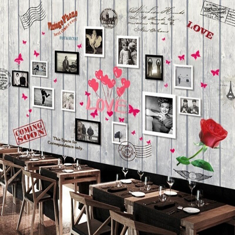 European and American wood gra - Commercial Wallpaper Printing ulasan dan harga