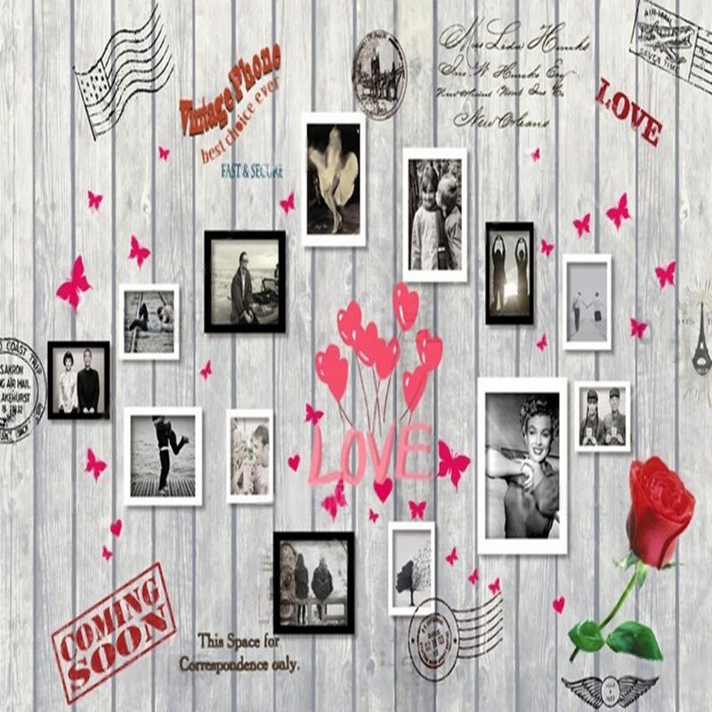 European and American wood gra - Commercial Wallpaper Printing ulasan dan harga